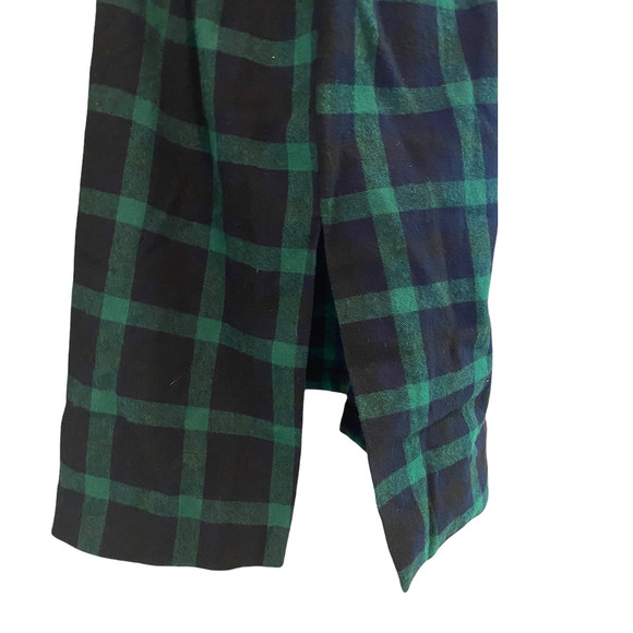 Eloquii Cotton Flannel Green Navy Plaid Tie Back Office Casual Fall Winter Dress - Picture 8 of 16